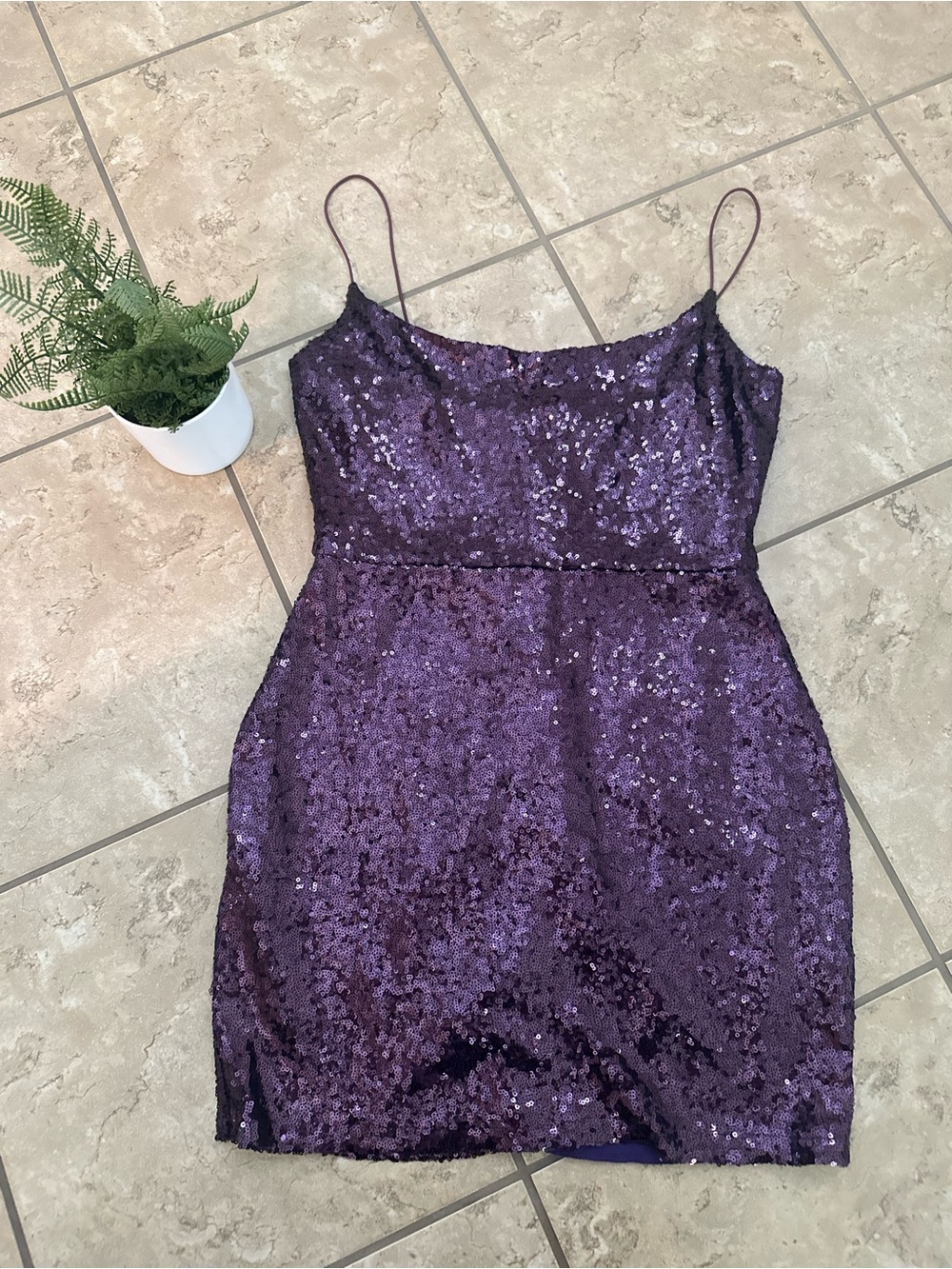 PURPLE SEQUIN MINI DRESS